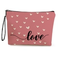 Beauty case rosa con cuori, cinturino nero, cerniera e stampa scritta Love - Cuore Rosa Love