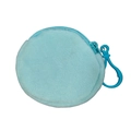 Light blue round plush coin purse with matching plastic hook and zipper closure - 8cm / Light Blue