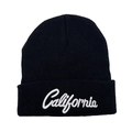 Berretto in maglia nera con risvolto e ricamo bianco California di alta qualità - Taglia unica / Nero
