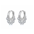 Elegant S925 silver hoop earrings with white zircon tassels and silver finish - White Gold