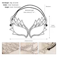 Tabella delle taglie e primi piani della maschera da gatta in strass con motivi scavati - Argento (FS-J023)