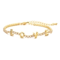 Elegantes 18K vergoldetes LOVE-Armband mit schimmernden Pavé-Zirkonia-Kristallen - LOVE / Gold