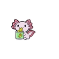 Pink axolotl enamel pin eating potato chips cute cartoon animal badge for bags - Axolotl With Snacks