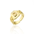 Makroansicht des verstellbaren 18K vergoldeten Rings mit Zirkonia-Buchstabe D Verzierung - Buchstabe D