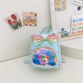 Iridescent light blue preschool backpack with sequins bow and transparent ears - Blue