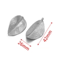 Silver stainless steel leaf pendant for DIY jewelry making 42mm x 26mm size detail - Steel Color 42x26mm