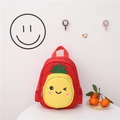 Cute kids pineapple backpack in bright red canvas featuring a cartoon smiley face - Red Pineapple