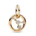 Golden S925 sterling silver zodiac charm with white zircon constellation pattern - Cancer