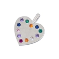 Dettaglio di un ciondolo a cuore con pietre multicolori in argento lucido - Cuore Argento Zircone Multicolore