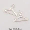 Silver alloy mini clothes hanger pendants with floral and striped patterns for DIY jewelry - XK1734# (Matte Silver) / 38x30x2mm