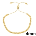 Adjustable 4mm gold beaded bracelet with slider clasp for hip-hop fashion styling - 4mm