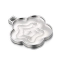 Silver stainless steel floral pendant base with swirl texture and hanging loop - Cloud Petal Shape (KLJ6720-Z)