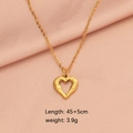 Gold stainless steel necklace with heart pendant on soft pink fabric, 45+5cm length - Gold Small Hollow Heart Style (LT001MP696)