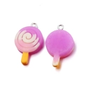 Detailansicht bunter Harz-Lollipop-Anhänger in Pink und Lila für DIY-Schmuckherstellung - Stil 1-Lutscher