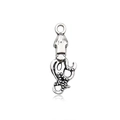 Silver plated squid charm pendant for DIY bracelets and necklaces with realistic textures - Octopus (10358) / 1 Piece/Pack (7x32mm) / Antique Silver