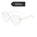 Lunettes de soleil blanches transparentes en forme de cœur sans monture pour fête tendance - Transparent