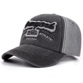 Gorra de béisbol vintage 1985 New York Athletic de algodón lavado gris bordada - Ajustable / Negro