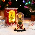 Luz nocturna de cúpula navideña con pareja besándose y árbol en caja roja - Cúpula de Vidrio + Estilo Regular / Base Negra + Árbol Verde + Pareja de Navidad