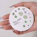 Detailed set of 6 pairs of small stud earrings featuring green floral and dragonfly motifs - E0597-1 (Silver Green Dragonfly Clover Set)