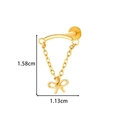 Titanium bowknot piercing jewelry with chain drop showing 1.58cm by 1.13cm dimensions - Bow Chain Style (T2534-5#) / Gold