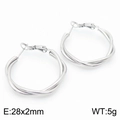 Gedraaide touw ringoorbellen van zilverkleurig titaniumstaal 28x2mm - Staal kleur (KE112435-KFC)