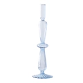 Elegant vertical-ribbed blue glass candle holder with a multi-tiered slender design - Blue Vertical Ribbed Multi-Node (C7)