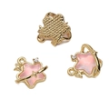 Pink star-shaped alloy charm with gold rim and small diamonds for DIY jewelry - Pink Star