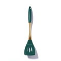 Dark green silicone slotted turner with gold-plated stainless steel handle and hanging hole - Slotted Spatula / Dark Green