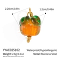 Macro view of pumpkin glass pendant with dimensions 2.28cm x 1.2cm and weight 2.8g - Glass Persimmon Style (YYAC025102)