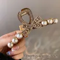 Molla per capelli dorata 11cm con perle grandi e fiocco di strass luccicanti - Champagne Strass Fiocco