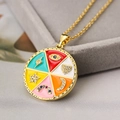 Bohemian gold plated necklace with zircon star and colorful rainbow eye pendant - Multi-color/23075