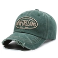 Vintage washed dark green baseball cap with embroidery and distressed details - Army Green