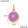 Ciondolo barocco in smalto viola con stella dorata, pendente in acciaio da 1,5cm - Ciondolo Disco Stella Oro Smalto Viola (JP43615D2K3)