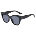 Classic black cat-eye sunglasses with dark grey lenses and gold rivet accents - Black Frame Grey Lens
