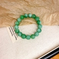 Pulsera bohemia de varias capas con cuentas redondas verde esmeralda de 12mm - 30# Pulsera / Piedra de Color Verde-Blanco