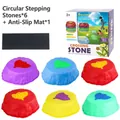 Set of 6 colorful non-slip balancing stepping stones for kids with LED lights and anti-skid pads - 6-Piece River Crossing Stones (Light-up Version)(666-8)