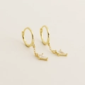Boucles d'oreilles créoles S925 or avec élégants pendentifs en zircon géométrique - Or (Créoles Longues)