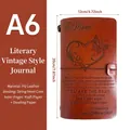 A6 retro brown leather notebook with heart butterfly embossment and tie binding - Child to Mother / Brown
