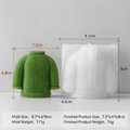 Green knit sweater silicone candle mold with detailed twisted pattern for Xmas decor - Sweater J-0829