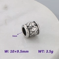 Perla in acciaio inossidabile retrò con foro grande da 5mm per braccialetti fai-da-te - Stile Totem Etnico (KLJ9070-KJX)