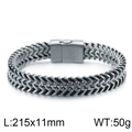 Dettaglio del bracciale a maglia in acciaio inossidabile con chiusura magnetica e pelle - 215x11mm / Acciaio (KB99444-BD)