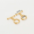 Polished 14k gold-plated OT toggle clasp showing 22.5mm and 15.6mm dimensions - 18K Three-Node OT Clasp - 4Pcs/Pack