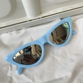 Polygonal cat-eye sunglasses in light blue frame with silver mirrored lenses - Cat Eye Sky Blue Mercury Mirror