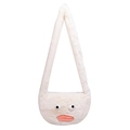 Borsa a tracolla in peluche bianca con occhi da cartone animato e labbra rosa a salsiccia - Bianco