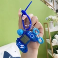 Blue mini Tetris game console keychain with silicone lanyard and clear plastic buttons - Dark Blue