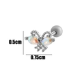 Silver butterfly cartilage piercing with iridescent wings and tiny clear crystals - 6# Phantom Butterfly (HSPJ093-6) / Silver