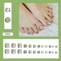 Faux ongles pieds vert avocat avec motifs sourires et cœurs, ensemble modèle F095 - F095 Dessin Animé Frais