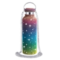 Rainbow rhinestone stainless steel water bottle with a detachable silver chain strap - Rainbow / 350ml (12oz) With Aluminum Chain