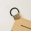 Minimalist black elastic hair tie with polished gold metal rings decoration - 39# Four-layer Arc Gold