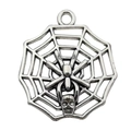 Silver spider web and skull metal pendant for DIY Halloween jewelry making craft - Antique Silver Spider Web(10855)